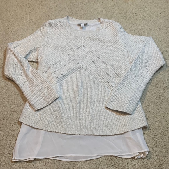 Lucky Brand Sweaters - Luck Brand sweater cream gold sparkle layered size L